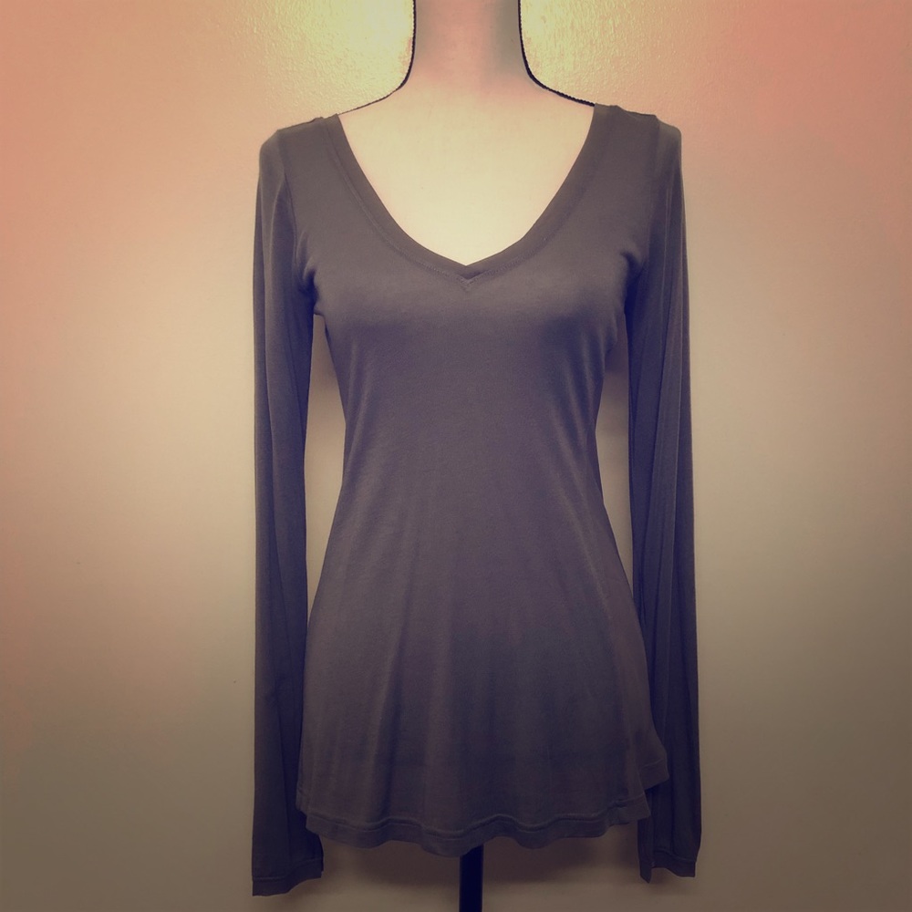 Long sleeve with deep V neck top